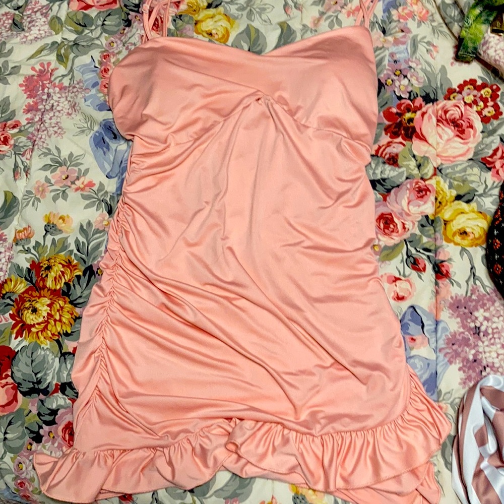 Pink body con mini dress